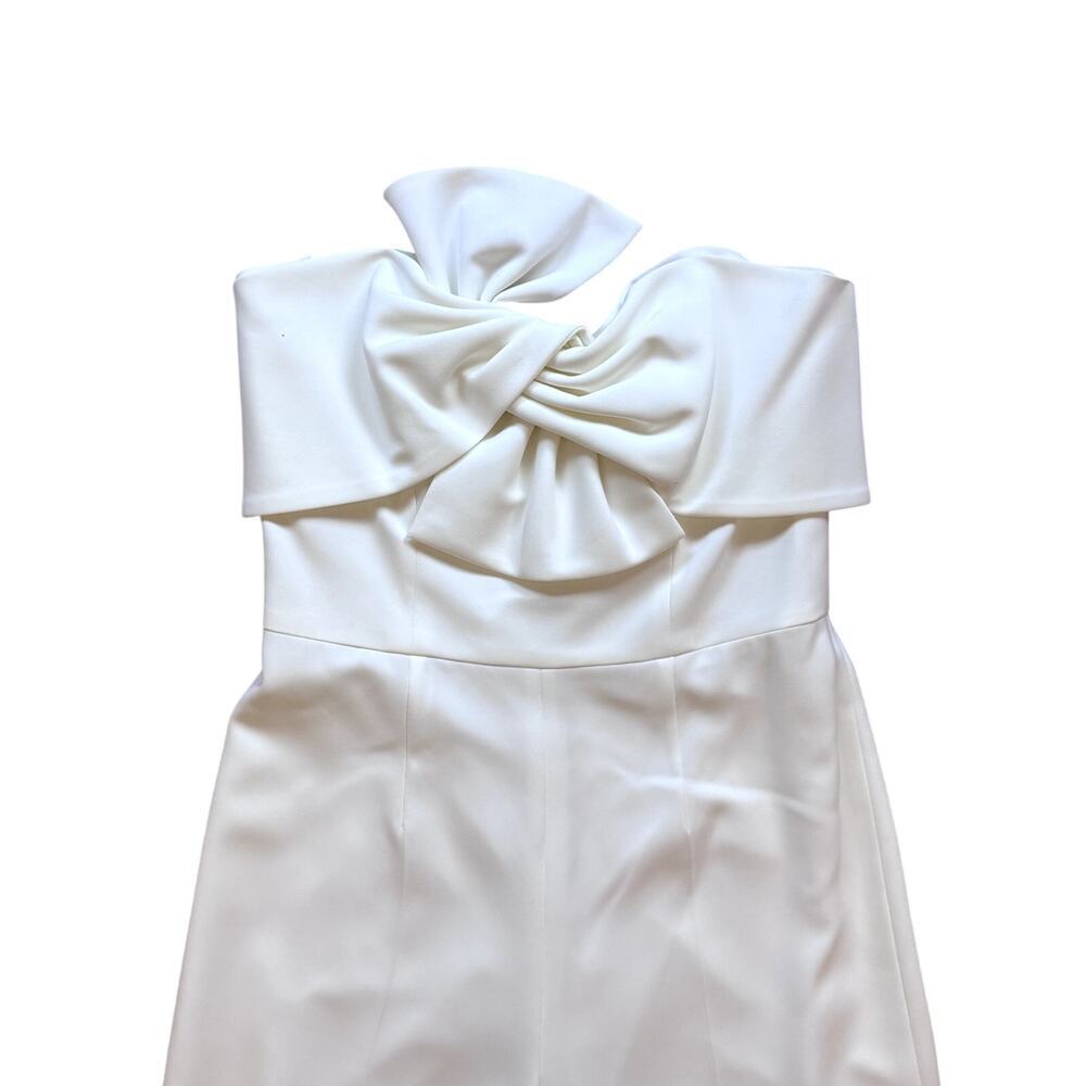 Rare Lucian Matis Strapless White Bridal Bow Jumpsuit Bride Size 8 - Picture 2 of 8